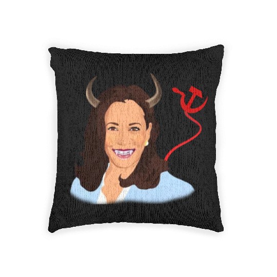 Trump kamala harris monster communist Woven Pillows