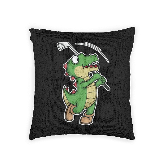 Tyrannosaurus-Rex Crocodile plays Golf Woven Pillows