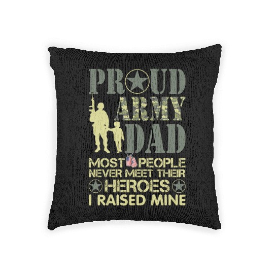 Proud Army National Guard Dad American Flag Woven Pillows