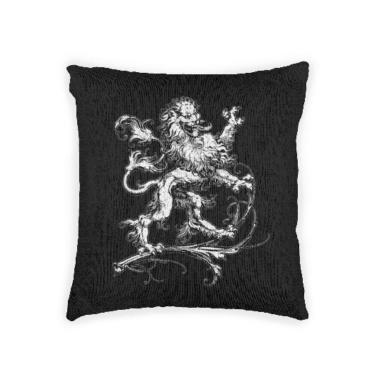 Medieval Renaissance Style Heraldry Rampant Lion Woven Pillows