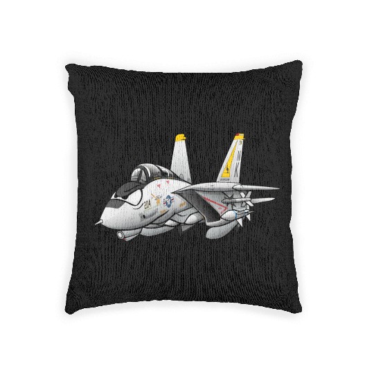 F-14 Tomcat Military Fighter Jet Aircraft Cartoon Woven Pillows