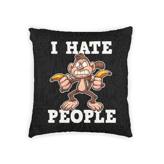 I Hate People Monkey Woven Pillows