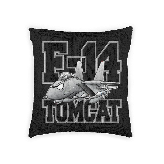 F-14 Tomcat Military Fighter Jet Aircraft Cartoon Woven Pillows