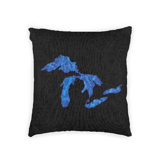 Great Lakes with Names Woven Pillows