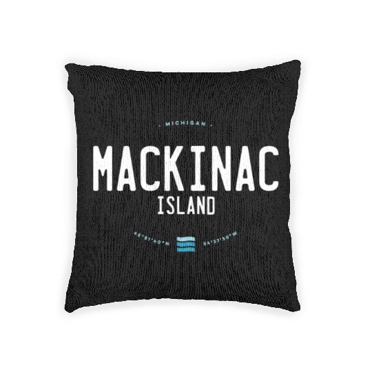 Mackinac Island Michigan Beach Waves Woven Pillows