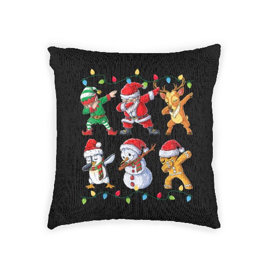 Dabbing Santa Elf Friends Christmas Kids Boys Woven Pillows