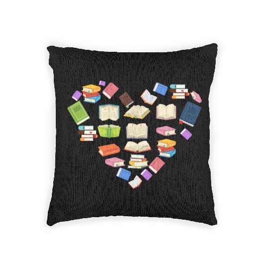 Book Heart Reading Lover Bookworm Librarian Woven Pillows