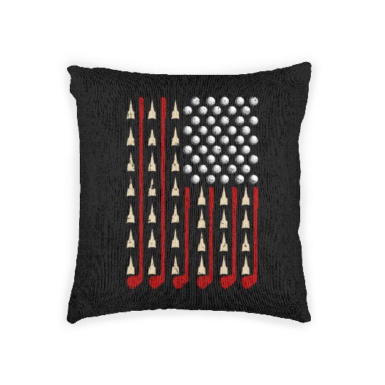 American Flag Golf Funny Club Sports Woven Pillows