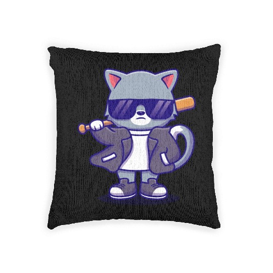 Cat Sun Glasses Bat Woven Pillows
