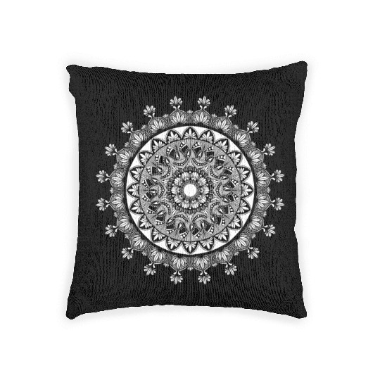 Buddhism yoga mandala with ornaments present Woven Pillows