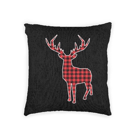 Buffalo Plaid Deer Christmas Woven Pillows