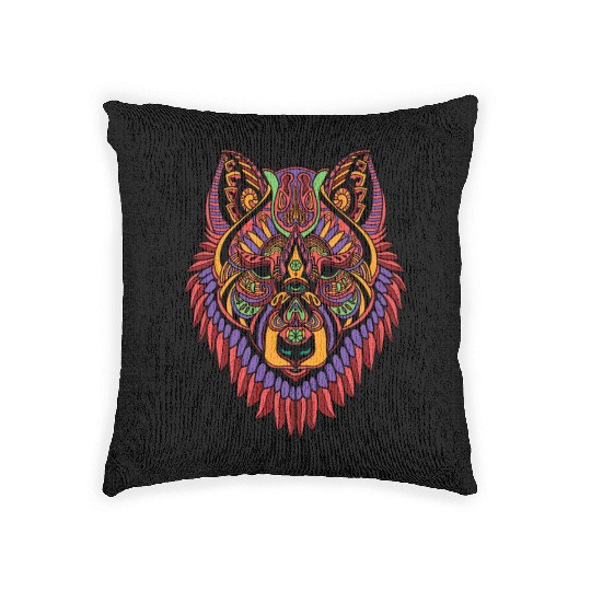 Trippy Wolf Woven Pillows