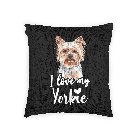Yorkshire Terrier I Love My Yorkie funny saying Woven Pillows