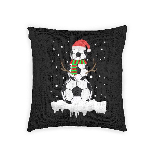 Christmas Funny Soccer Ball Snowman Xmas Sport Woven Pillows