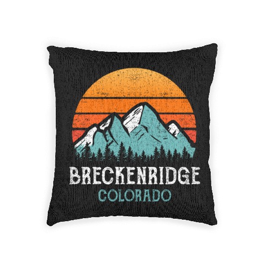 Vintage Breckenridge Woven Pillows Retro Sun Mountains