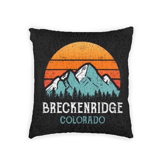 Vintage Breckenridge Woven Pillows Retro Sun Mountains