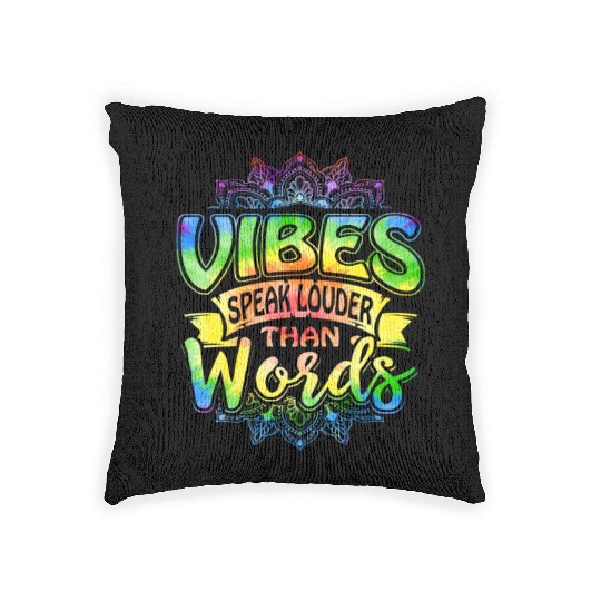 Retro Vibes Speak Louder Than Words Yoga Mandala R Woven Pillows