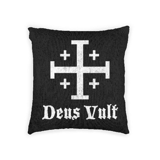 Deus Vult Crusader Shield Cross Woven Pillows