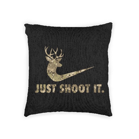 Just Shoot It Funny Deer Hunting Camouflage Woven Pillows