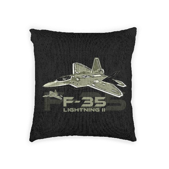 F-35 Lightning fighter jet Woven Pillows