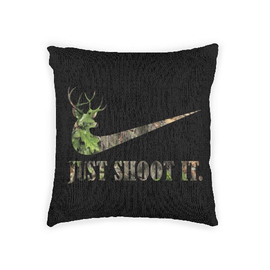 Just Shoot It Deer Hunting Camouflage Woven Pillows
