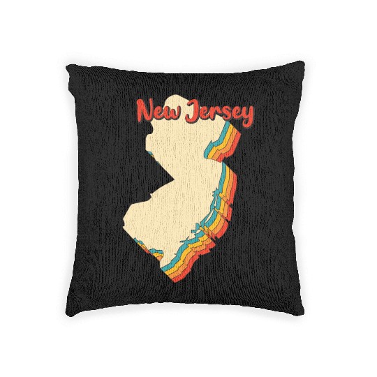 New Jersey Map Outline Vintage Retro Nj Home State Woven Pillows