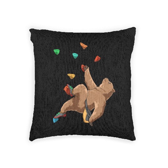 Grizzly Bouldering and Rock Climbing Gift Woven Pillows