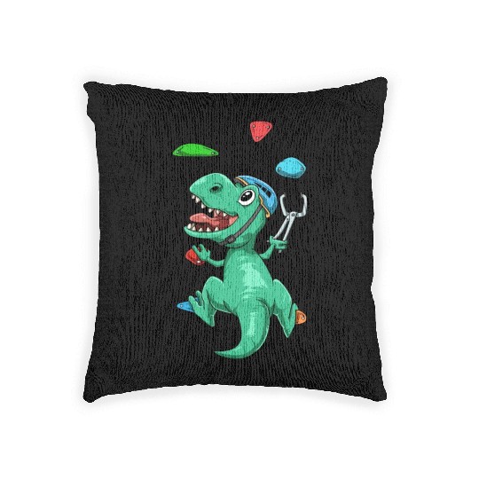 Funny T-Rex Bouldering and Rock Climbing Gift Woven Pillows