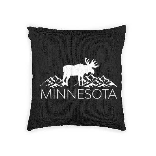 Minnesota Moose And Mountains Souvenir Nature Woven Pillows