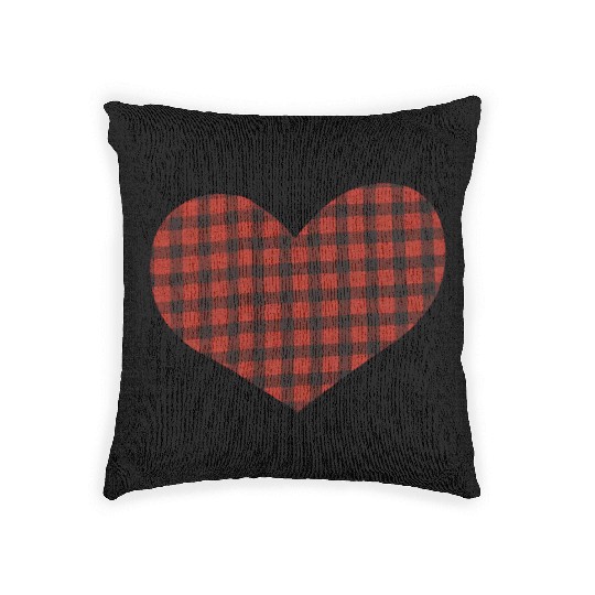 Valentine s Day Buffalo Plaid Love Heart Woven Pillows