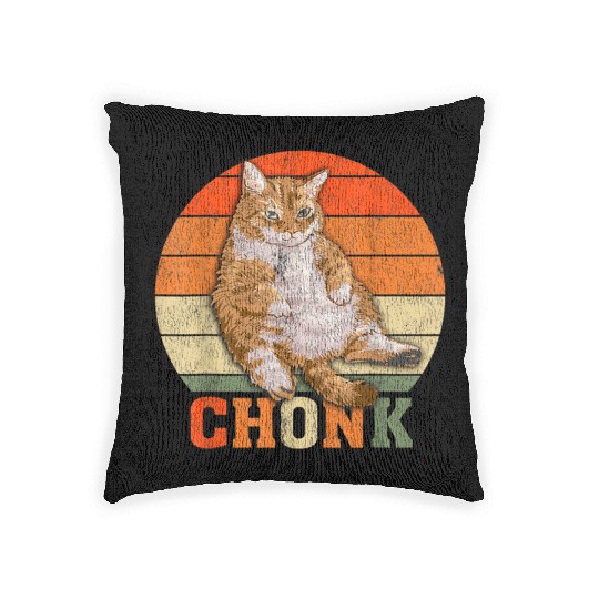 Funny Overweight Chubby Chonk Cat Meme Memes Woven Pillows