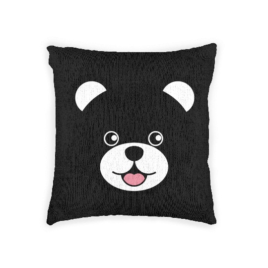 Cute Black Teddy Bear Face Woven Pillows