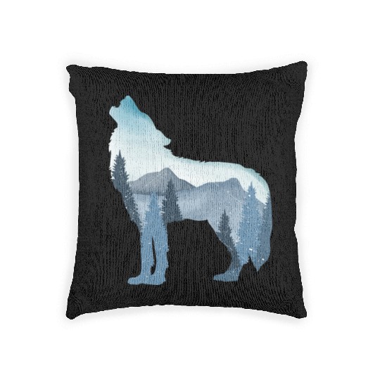 Alpha Wolf Art - Nature Background Woven Pillows