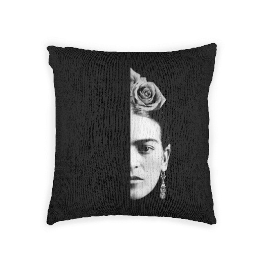 Frida Kahlo Split Portrait Woven Pillows