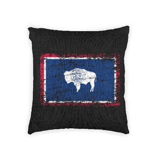 Wyoming ensign flag used look Woven Pillows