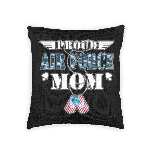 Proud Air Force Mom Us Flag Dog Tags Wings Militar Woven Pillows