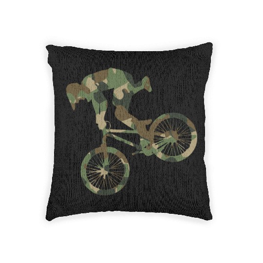 Vintage BMX Bike Racing Camouflage Woven Pillows
