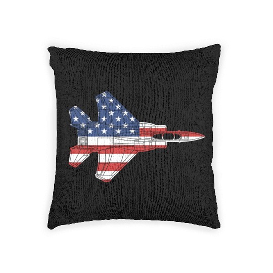 F-15 Eagle Fighter Jet Airplane American Flag F15l Woven Pillows