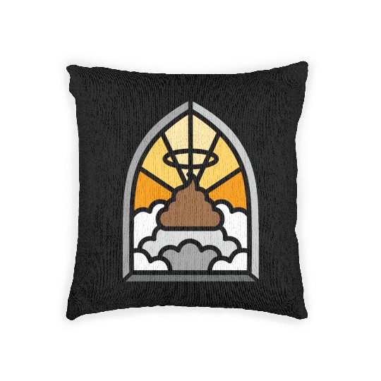 Holy Shit stained glass Church poop Holy crap poo Woven Pillows