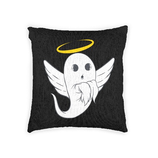 Angel Halo Wings Fly Happy Halloween Spooky Scary Woven Pillows