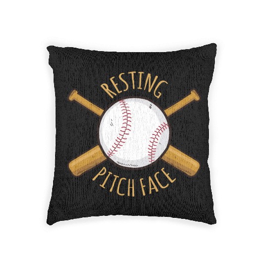 Game Day Baseball Resting Pitch Face Woven Pillows