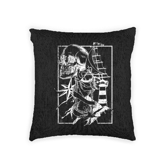 Sea life ship skull anchor compass Woven Pillows