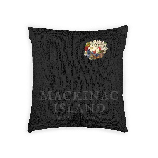 Mackinac Island Bike Michigan Woven Pillows