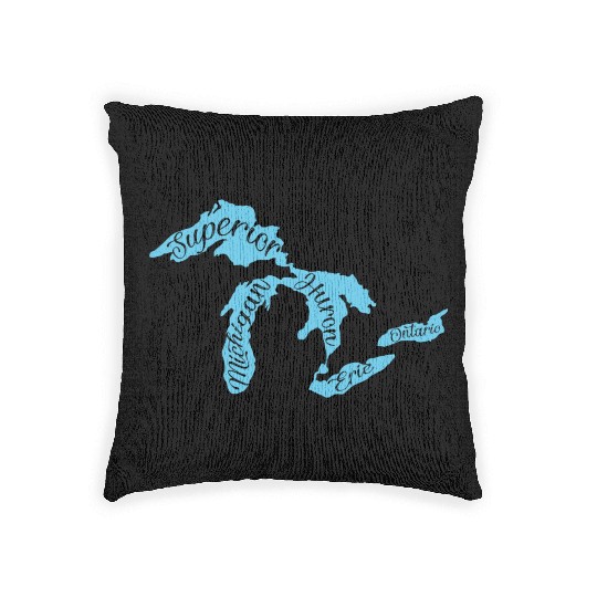 Great Lakes Michigan Detroit Michigan Great Lake Woven Pillows