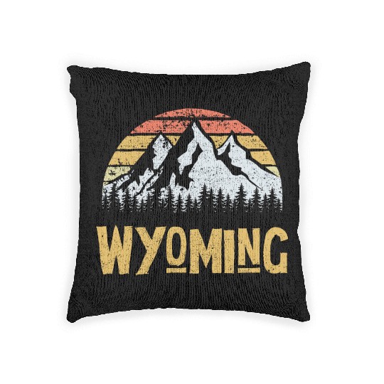 Vintage Retro Wy Wyoming Us Mountain State Woven Pillows