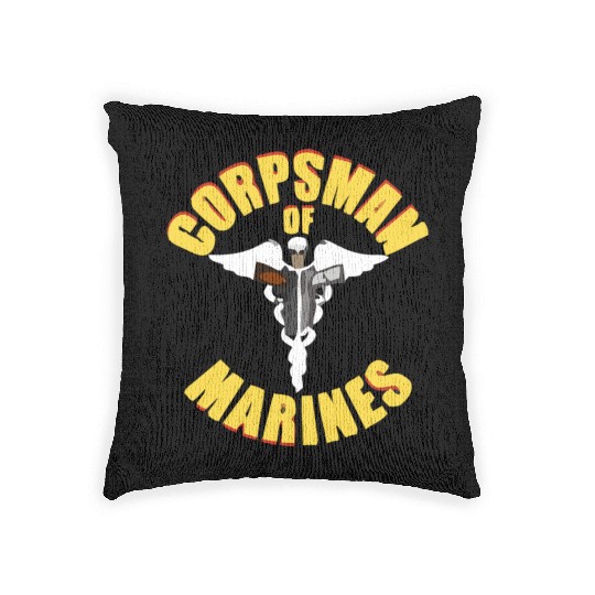 Us Navy Corpsman 8404 Fmf Veteran Front & Back Des Woven Pillows