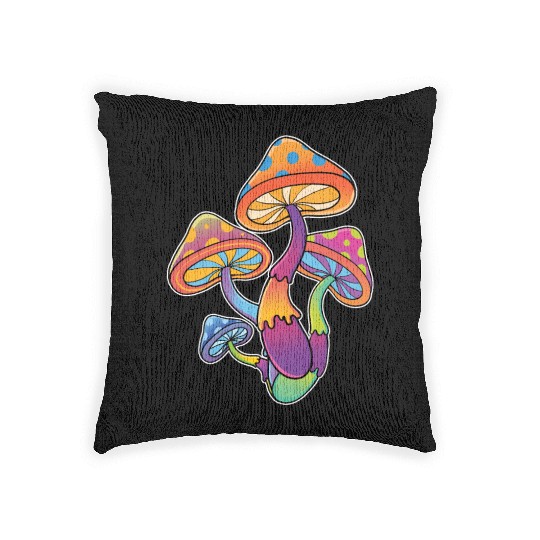 Magic Mushrooms Psychedelic Shrooms Woven Pillows