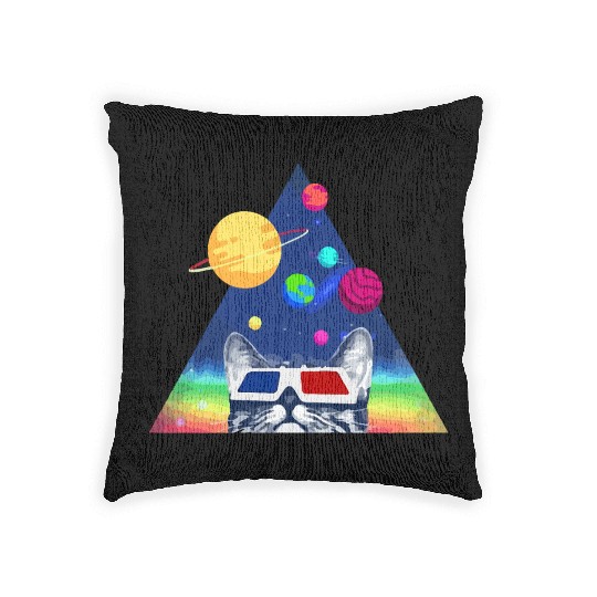 3D Space Cat Woven Pillows