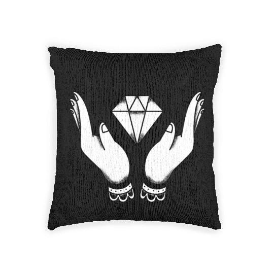 Diamond in hand jewelry luxury bling bling Woven Pillows