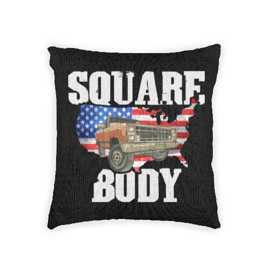Square Body - American Flag Truck Lovers Woven Pillows